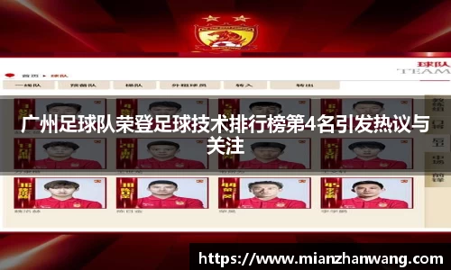 广州足球队荣登足球技术排行榜第4名引发热议与关注